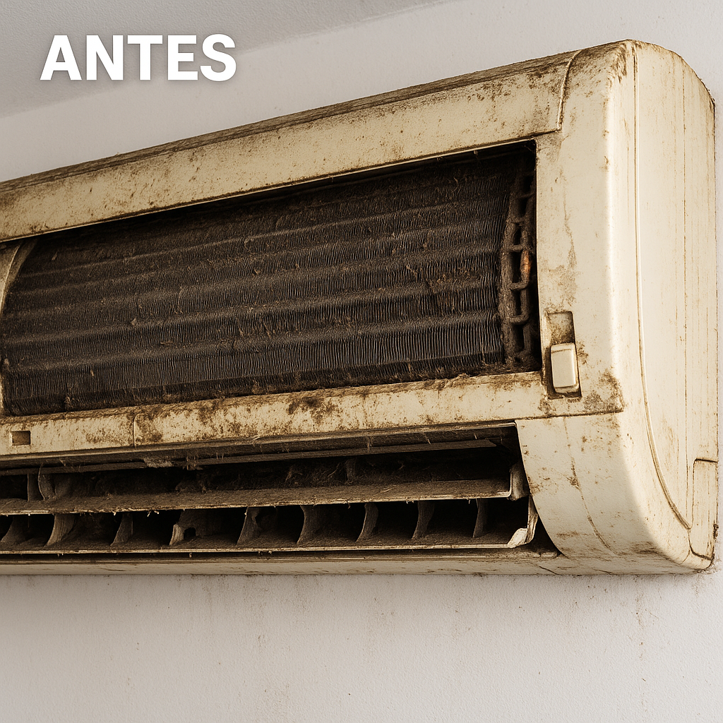 Ar condicionado com problema - antes do reparo técnico em Ubatuba